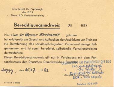 Berechtigungsnachweis Verhaltenstraining